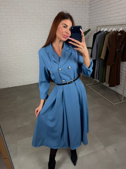 Trenčkotové šaty AMILA modré