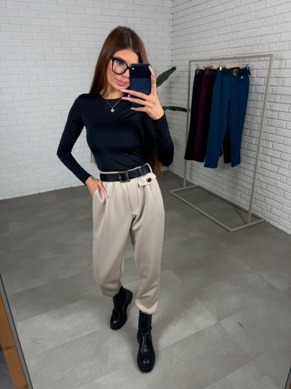 Poloteplakové kalhoty DELISA béžové