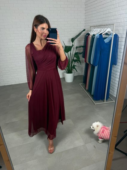 Šaty EMILIO dlouhé bordová