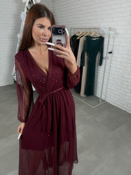 Šaty AVARA dlouhé bordové