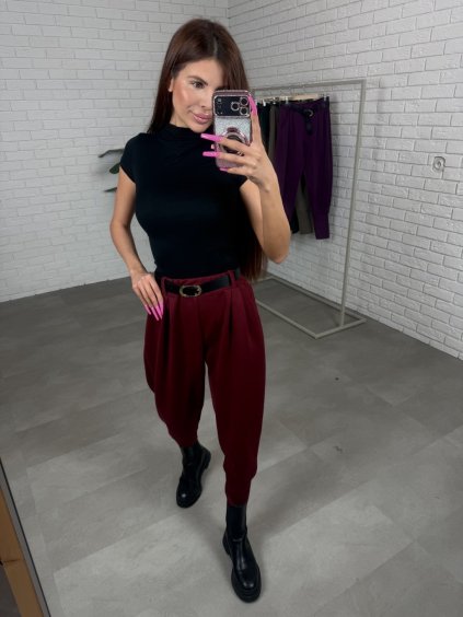 Kalhoty DAVONA bordové