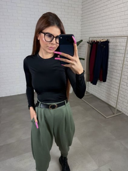 Kalhoty DAVONA olivové