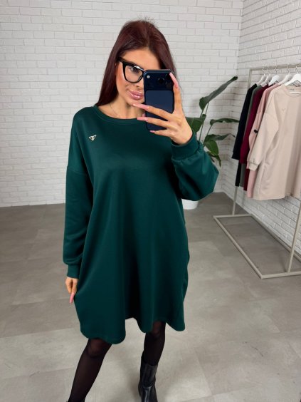 Poloteplákové šaty LOGER smaragdové