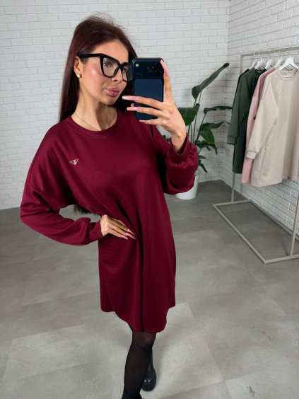 Poloteplákové šaty LOGER bordové