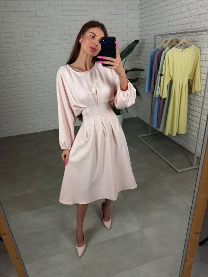 Midi šaty ZALOR meruňkové