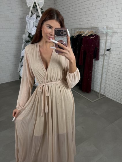 Šaty AVARA dlhé béžové