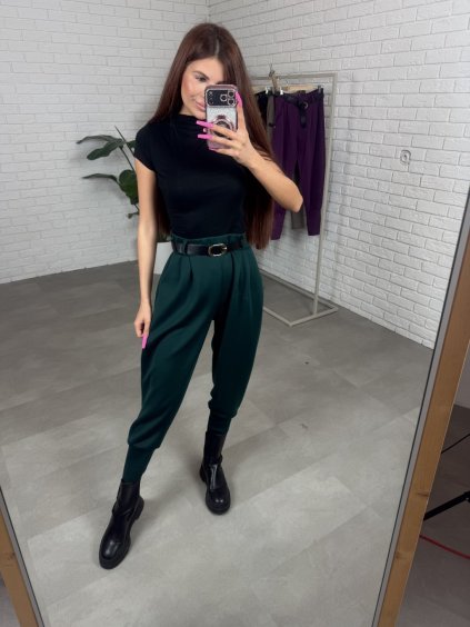 Nohavice DAVONA smaragdové