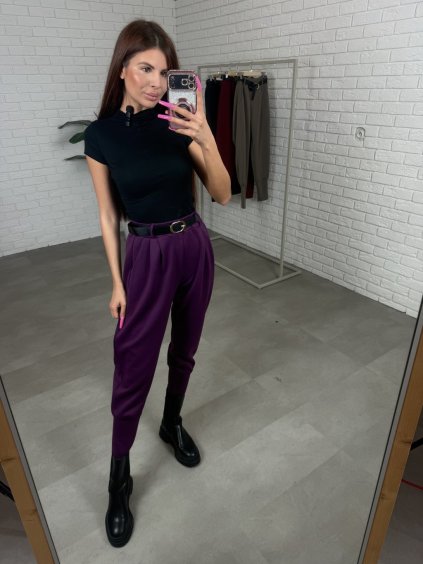 Nohavice DAVONA slivkové