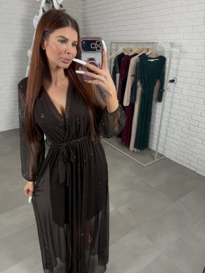 Šaty AVARA dlhé čokoládové