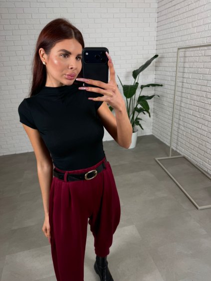 Poloteplákové nohavice DANEA bordové