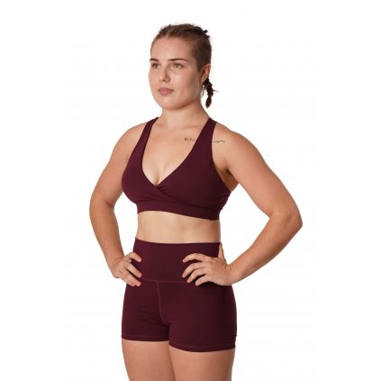 v neck crop burgundy diagonal