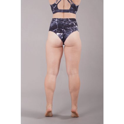 High Waisted Scrunch Shorts, Black Marble