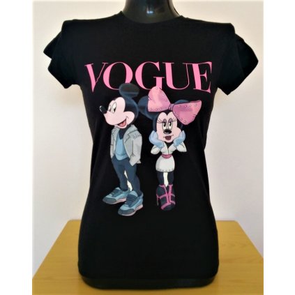 krasne damske cierne lacne bavlnene tricko mickey mouse minnie s mickey mousom s potlacou s napisom