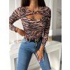 hnedy elasticky top so zvieracou potlacou s vyrezom
