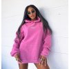 predlzena moderna damska ruzova mikina bavlnena s kapucnou jednofarebna oversized