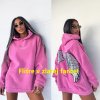 stylove damske predlzene volne mikiny bavlnene ruzove s kapucou s kridlami vzadu