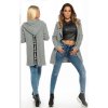 damsky pleteny sivy kardigan s kapucnou missq s napisom kratky
