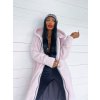 damsky dlhy svetloruzovy kozuch s kapucnou oversize na zips