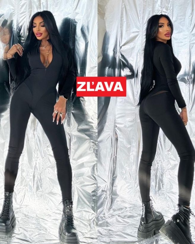 Elastický čierny overal na zips ktorý zvýrazní vaše krivky💋😘Znížená cena🔥 Veľkosti XS, S, M, 👉www.modanicol.sk...