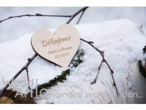 magnetka svatba srdce dekujeme
