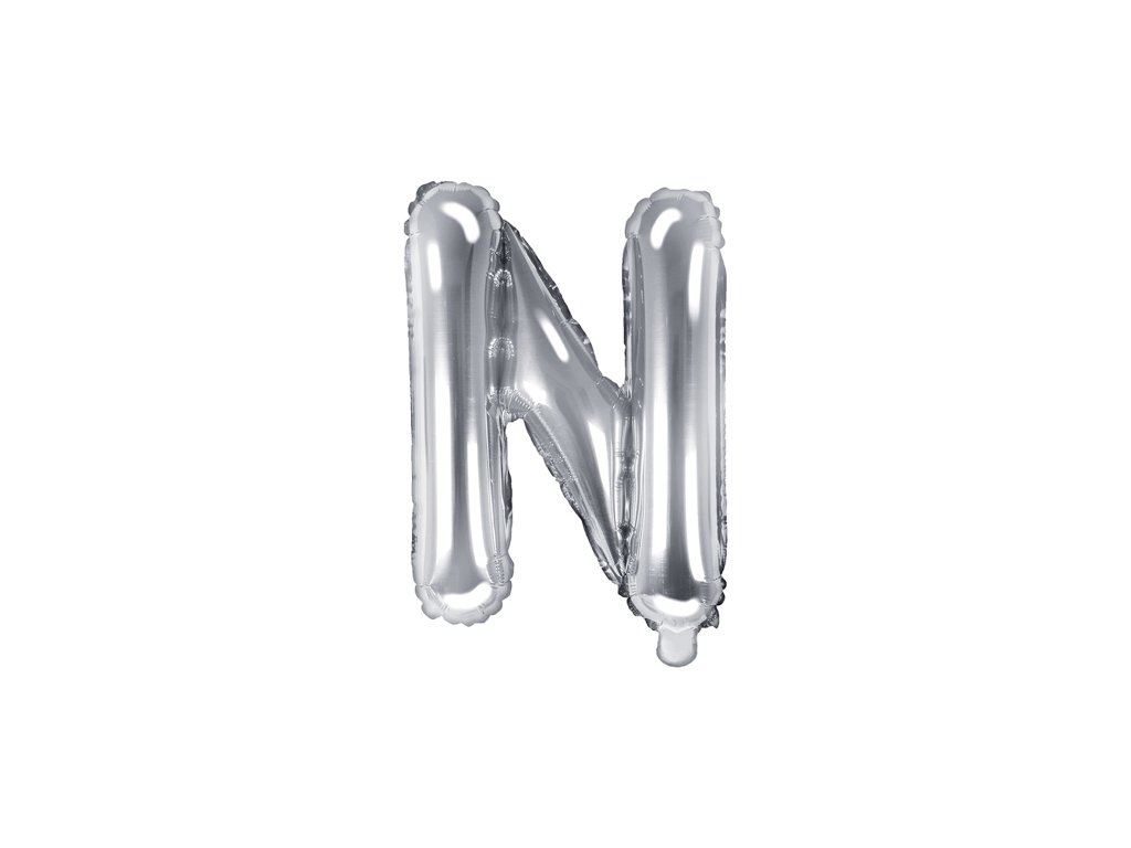 Fóliový balónek písmeno "N" STŘÍBRNÝ, 35 cm