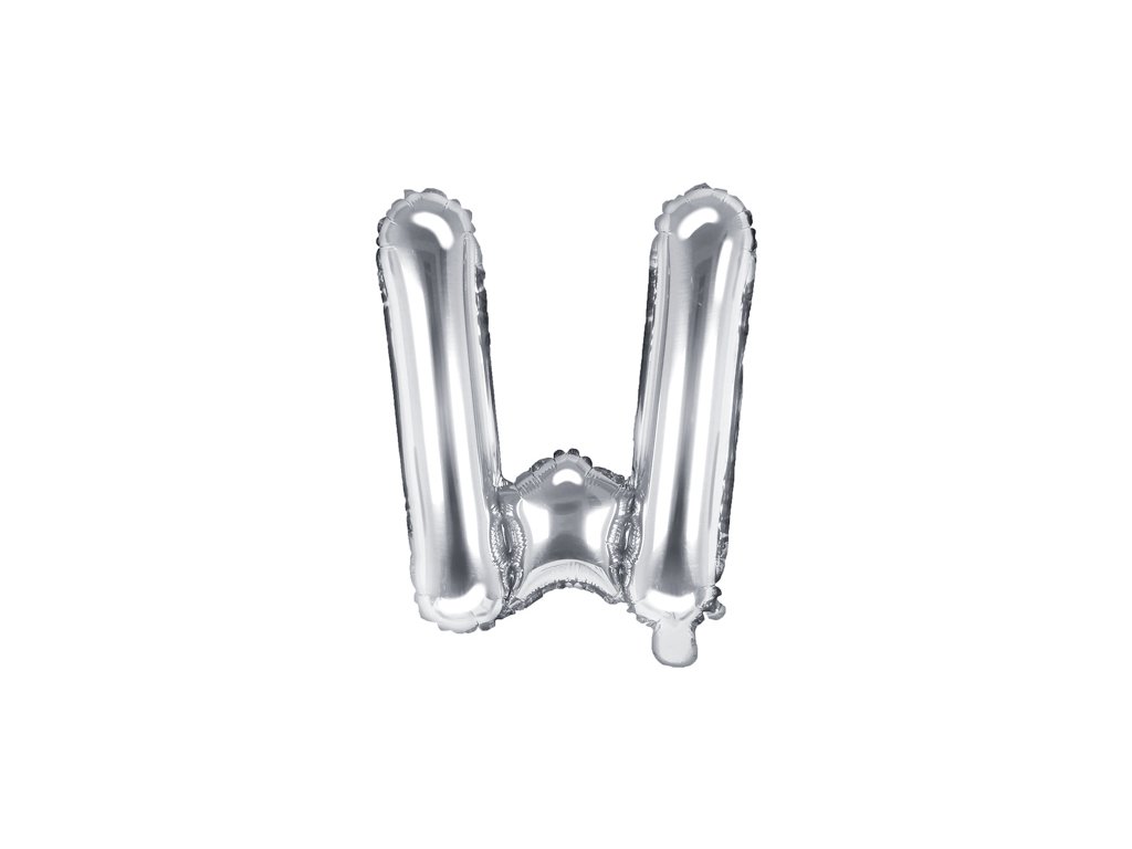 Fóliový balónek písmeno "W" STŘÍBRNÝ, 35 cm