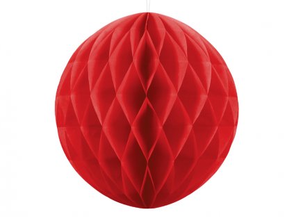 Papírová dekorační koule "Honeycomb" ČERVENÁ, průměr 20 cm