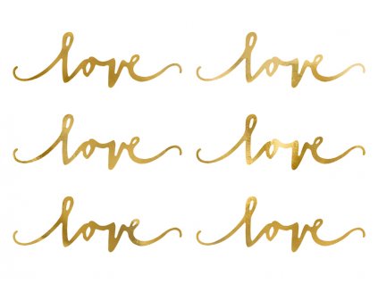 Dekorační nápis "LOVE" ZLATÝ, 6 kusů