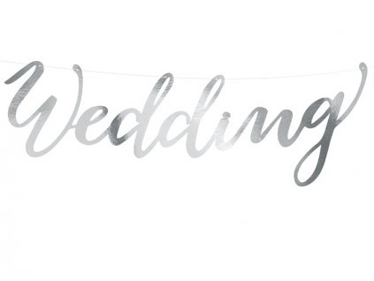 Banner “Wedding” STŘÍBRNÝ, 16,5 x 45 cm