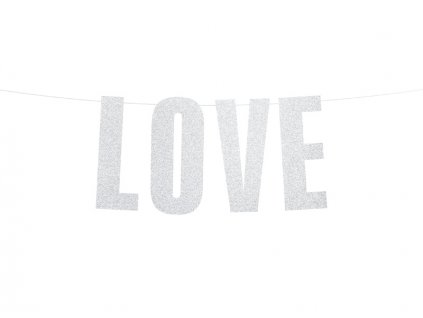Banner "Love" STŘÍBRNÝ, 21x55cm