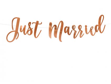 Banner "Just Married" RŮŽOVO-ZLATÝ, 20x77cm