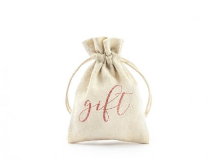 Bavlněné pytlíčky "Gift" RŮŽOVO-ZLATÉ, 7,5x10 cm, 10 ks
