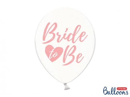 Balónek “Bride To Be” PRŮHLEDNÝ s růžovo-zlatým nápisem, 30 cm