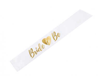 Šerpa “Bride To Be” BÍLÁ se zlatým nápisem, 75 cm