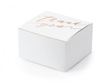 Krabičky “Thank You” BÍLÉ s růžovo-zlatým nápisem, 10 ks
