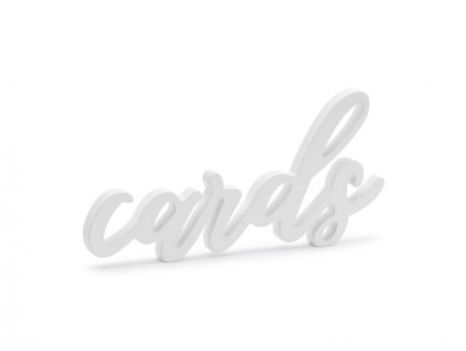 Dřevěný nápis "Cards" BÍLÝ, 20x10cm