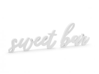 Dřevěný nápis" Sweet Bar" BÍLÝ, 37x10cm