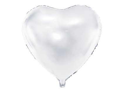 Fóliový metalický balónek "Srdce" BÍLÝ, 61 cm