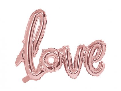 Fóliový balónkový nápis "love" RŮŽOVO-ZLATÝ, 73x59 cm