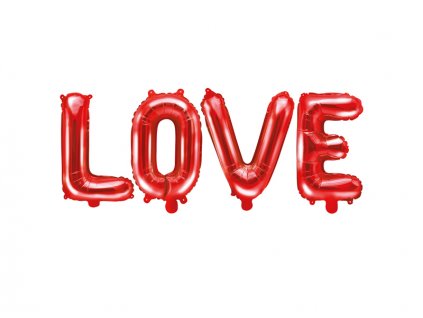 Fóliový balónkový nápis "LOVE" ČERVENÝ, 140x35 cm