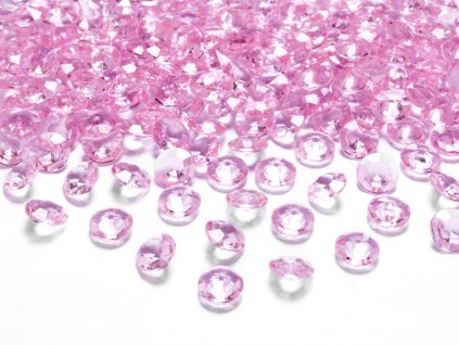 Krystaly diamantové SVĚTLE RŮŽOVÉ, 12 mm, 100 kusů
