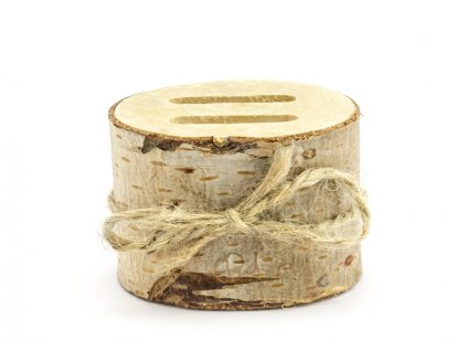 Dřevěný stojánek na prstýnky s provázkem