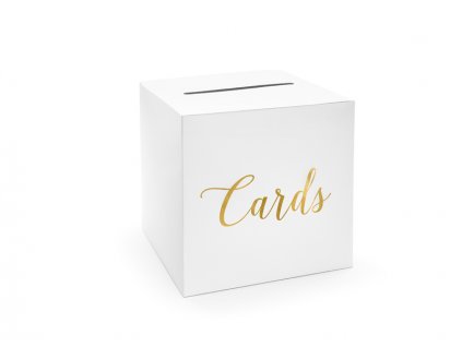 Svatební box na gratulace “Cards” ZLATÝ, 24x24x24 cm