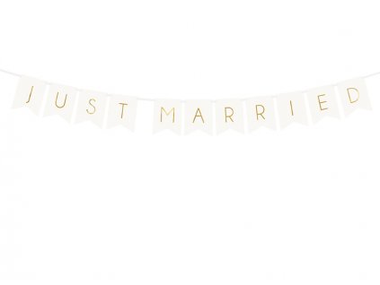 Banner “Just Married” BÍLO-ZLATÝ, 15x155 cm