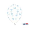 Balónek průhledný s modrými srdíčky, 30 cm, 6 ks