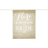 Jutový nápis “Here comes the bride”, 41x51 cm