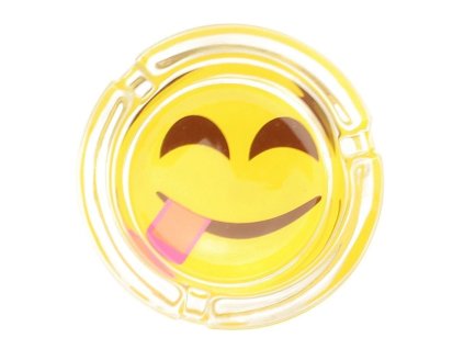 skleneny popelnik smajlik emoji jazyk