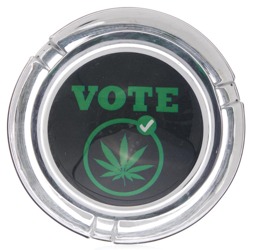 WeedShop Střední skleněný popelník - konopný design Varianty: Popelnik vote