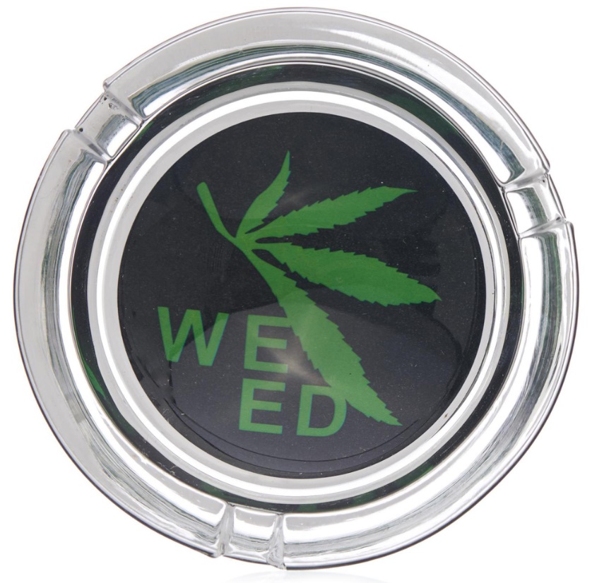 WeedShop Střední skleněný popelník - konopný design Varianty: Popelník weed