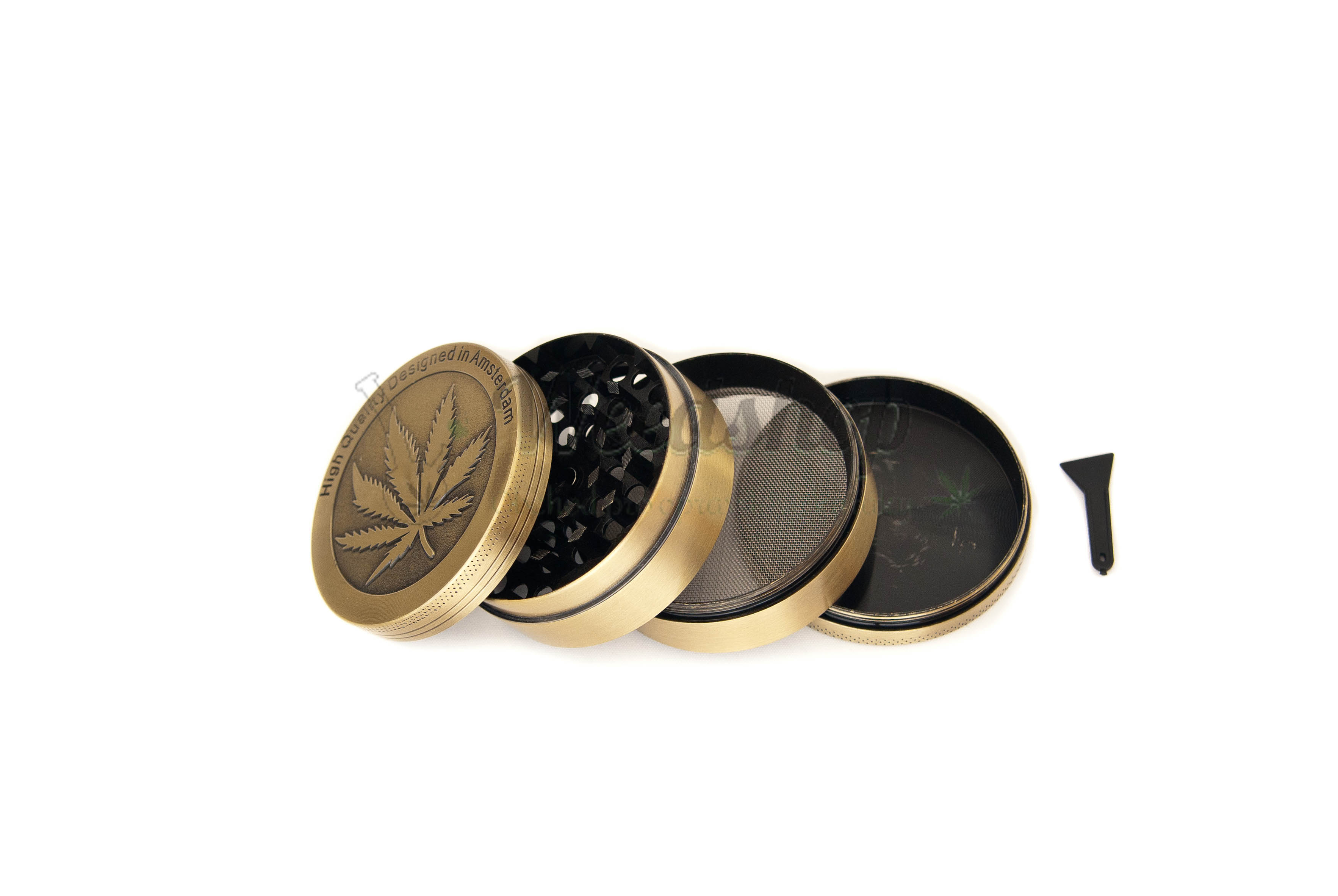 WeedShop Čtyřdílná drtička s listem o 6 cm Barva: Bronzová